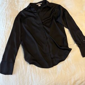 H&M Black Silk Button-down Blouse